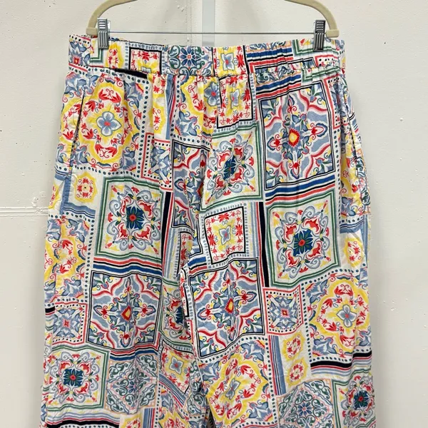 Eloquii Women’s Boho Mosaic Print Cotton Wide Leg Cropped Pull On Pants‎ Sz 20 - Image 8