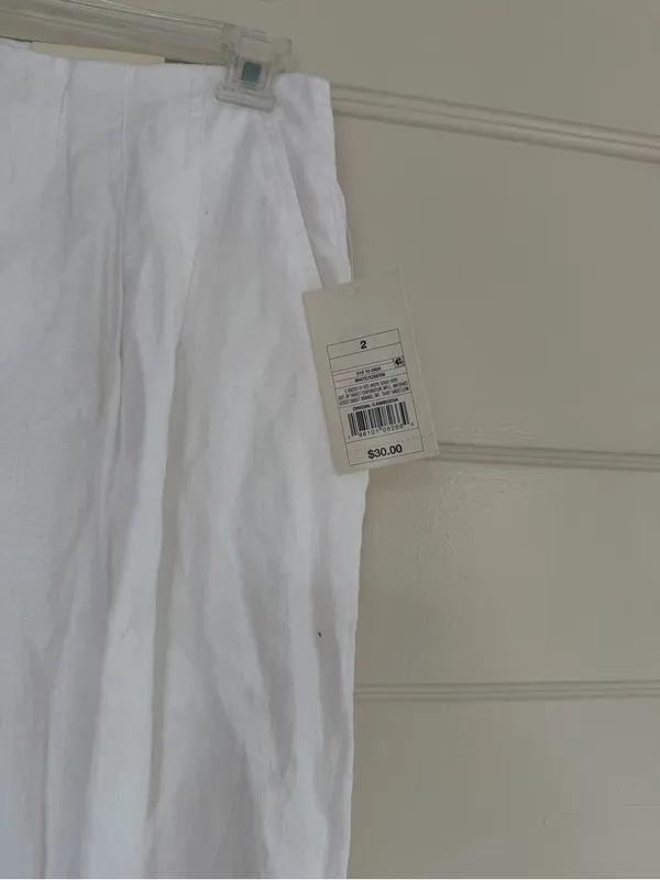 New Tapered White linen Pants - Image 2