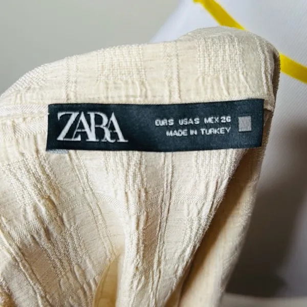 Zara Ivory Crinkled Oversized Relaxed Fit Blazer - Image 4