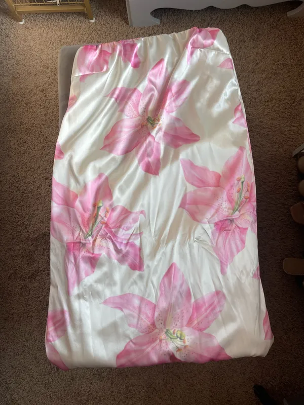 Floral Strapless Maxi Dress Pink Size L - Image 2