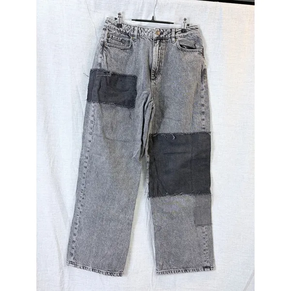 Garage Denim Gray‎ Patchwork Wide Leg Jeans Urban Street Utility Size 9 - Image 6