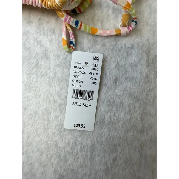PacSun‎ Swim Eco Multi Color Retro Print Triangle Bikini Top Womens Medium NWT - Image 3