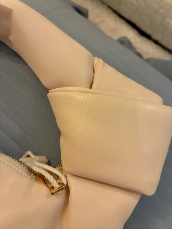 Melie Bianco Brand Soft Knot-Handle Shoulder Bag in Cream - Image 10