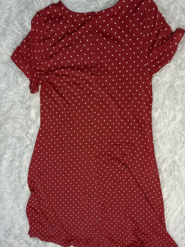 Old Navy Women's Polka Dot Dress Terracotta Rust Size M Casual Short Sleeve Midi - Image 6