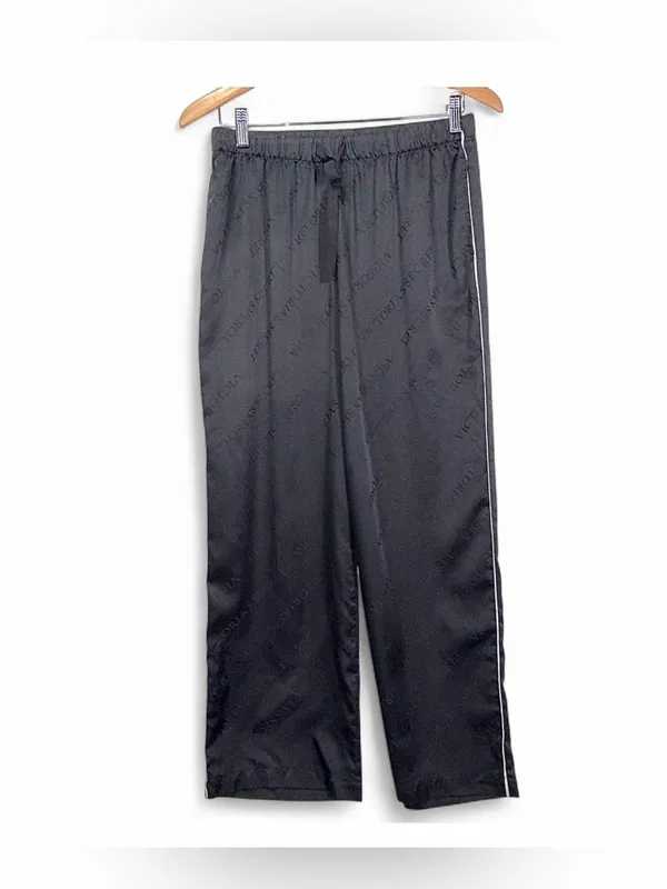 Victoria Secret Women’s Signature Satin Jacquard Black Pajama Set Size M Short - Image 12