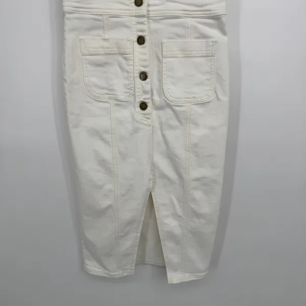 Ramy Brook Denim‎ Midi Dress 25/0 Ivory Button Front Sleeveless Utility Bodycon - Image 7