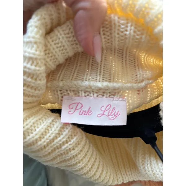 Pink Lily Colorblock Turtleneck Ribbed Knit‎ Sweater Small - Image 4