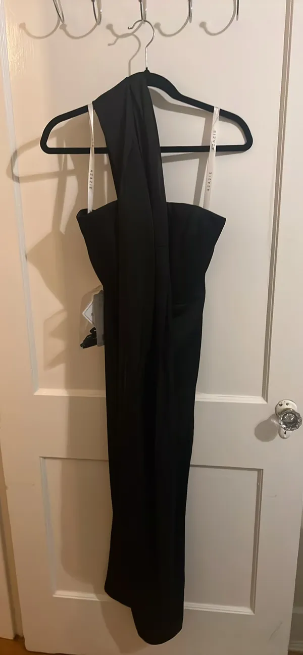 Azazie Atelier Olene Black Asymmetrical Maxi Dress - Image 3