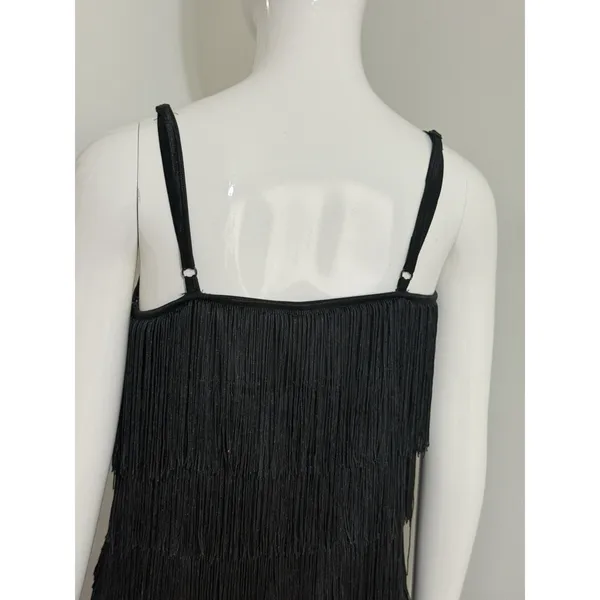 Dreamgirl Black Flapper Fringe Mini Dress Party Dance Women’s Size L - Image 7