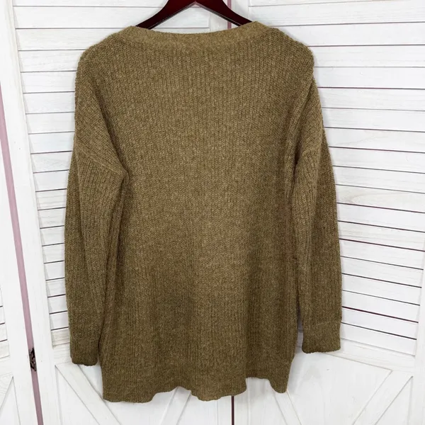 Free‎ People Alpaca Wool Blend Slouchy Grandpa Cardigan Sweater Khaki Brown XS - Image 8