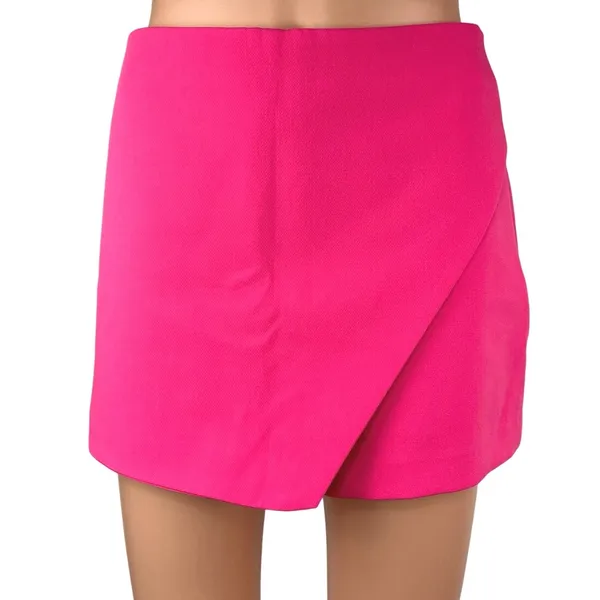 Zara Pink Side Zip High Waisted Faux Wrap Mini Casual Shorts Skirt Skort Size S - Image 2