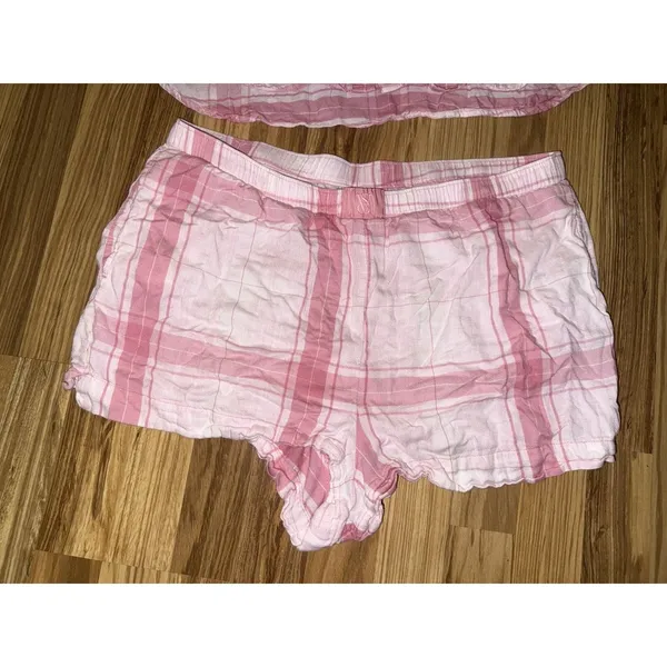 Victoria's Secret Pink Sz‎ XL Plaid Short Sleeve Pajama Set Cotton Pajamas - Image 2