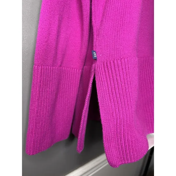 GAP Sweater Womens Medium Pink 100% Cotton Crew Neck Side Slit Knit Pullover - Image 6