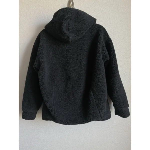 Fabletics Black Teddy Lotta Cocoon Sherpa Zip Hoodie Jacket XS Oversized Warm - Image 8