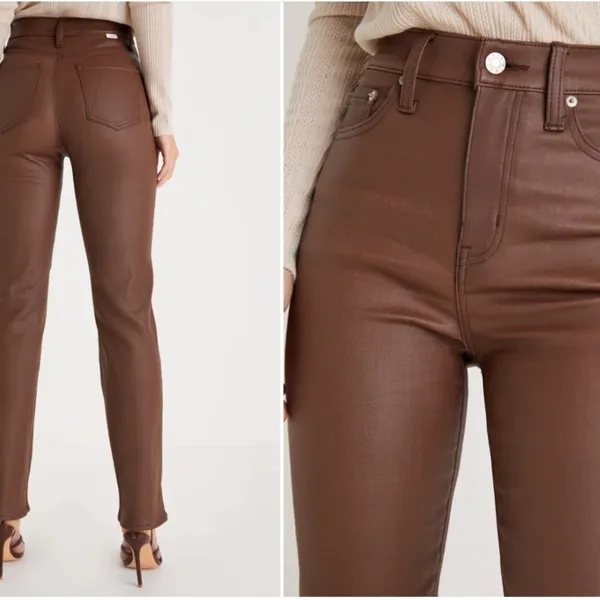 LULUS Sexy Chic Faux Vegan Leather Date Night Straight Leg High Rise Denim - Image 3