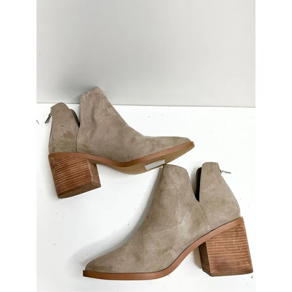 BP Boots Womens 10 Brynne Gray Block‎ Heel Cut Out Zip Western Booties - Image 5