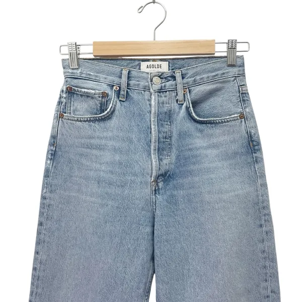 AGOLDE 90s Crop Mid-Rise Loose Straight Jeans Medium Wash Size 23 Organic Denim - Image 5