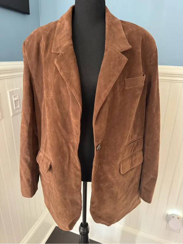 NWT Free People Paper Cut Vegan Suede Blazer ~ Brown Bear ~ Size Medium - Image 7