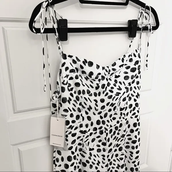 Commense Tie Strap Contrast Print Wide Leg Jumpsuit - Image 6
