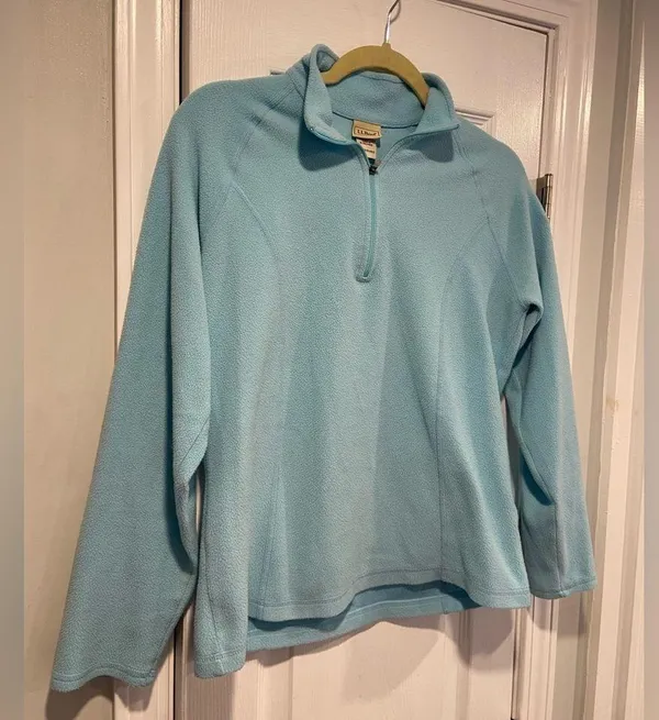 L.L. Bean Size S Aqua Blue Mock Beck Long Sleeve Quarter Zip Pullover Fleece Top - Image 6