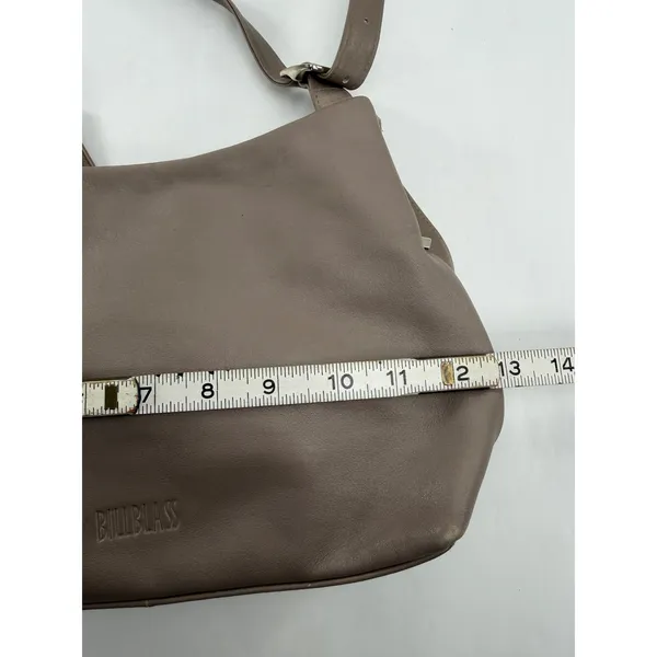 Bill Blass Studio Taupe Leather Shoulder Bag Multi Compartment Silver Buckle - Image 8
