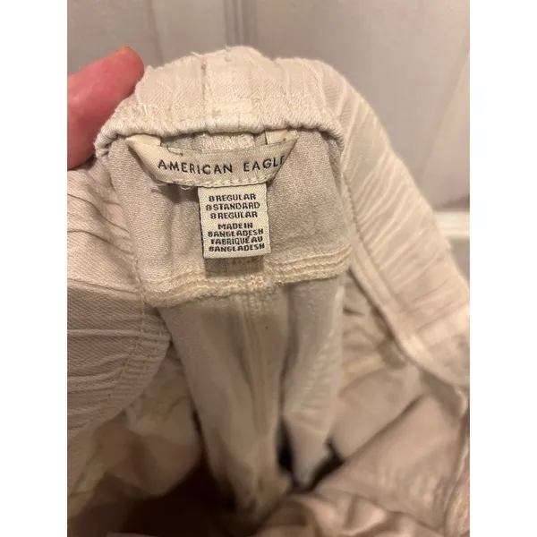 American Eagle Women 8 Regular Khaki Tan Elastic Waist Drawstring Jogger Pants - Image 6