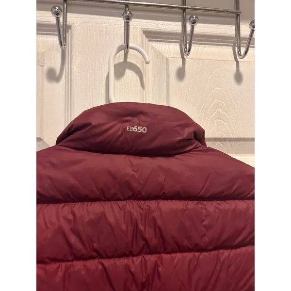Eddie Bauer EB650 Womens Large Burgundy Down Puffer Vest Maroon Quilted Full Zip - Image 5