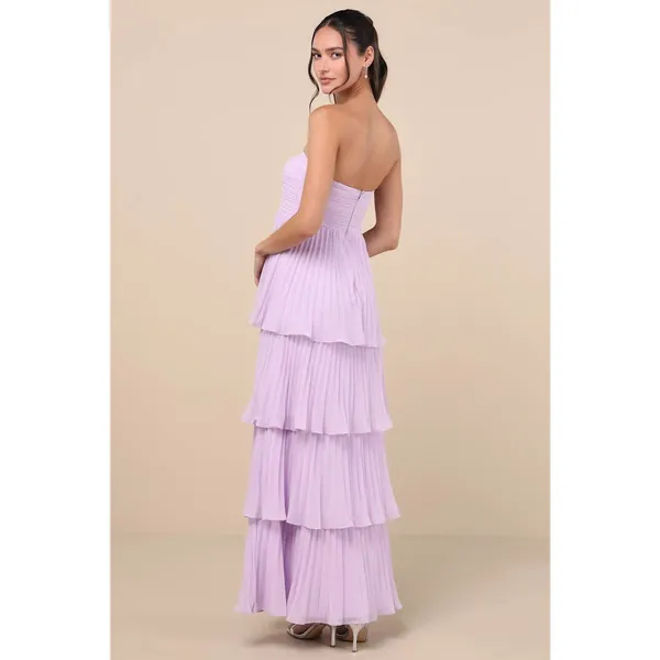 NWT Lulus Seriously Sensational Lavender Strapless Tiered Maxi Dress Gala Sz XS - Image 3
