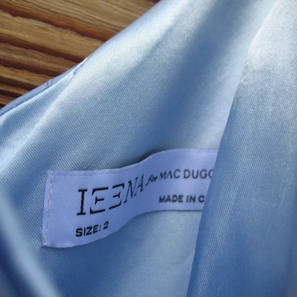 NWT Mac Duggal Blue FLOUNCE SLEEVE SATIN GOWN Missing Belt Size 2 - Image 16