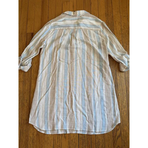 Kay Celine Dress Womens Medium Stripe Shirt Dress 3/4 Sleeve Casual Knee Length - Image 4