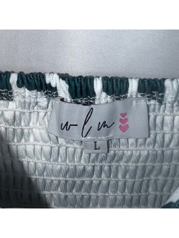 Boutique Geometric Puff Sleeve Crop Top Large NWOT - Image 5