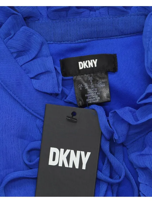 DKNY Womens Ruffled Above Knee Sheath Dress DD1JI167 Blue 6 - Image 3