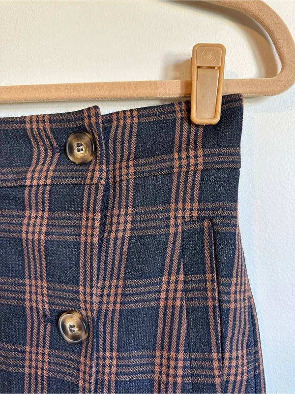 Madewell Plaid Double Breasted Mini Skirt Womens Medium MA984 - Image 3