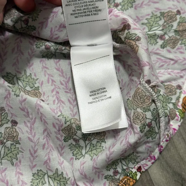UNTUCKit Carrie Cotton Raglan Sleeve Blouse Pink Green Floral Medallion Size M - Image 7