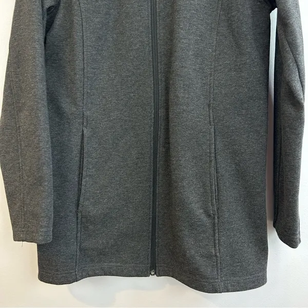 Lands End Soft Shell Hooded Grey Zip Up Fleece Lined Jacket Size XS - Image 7