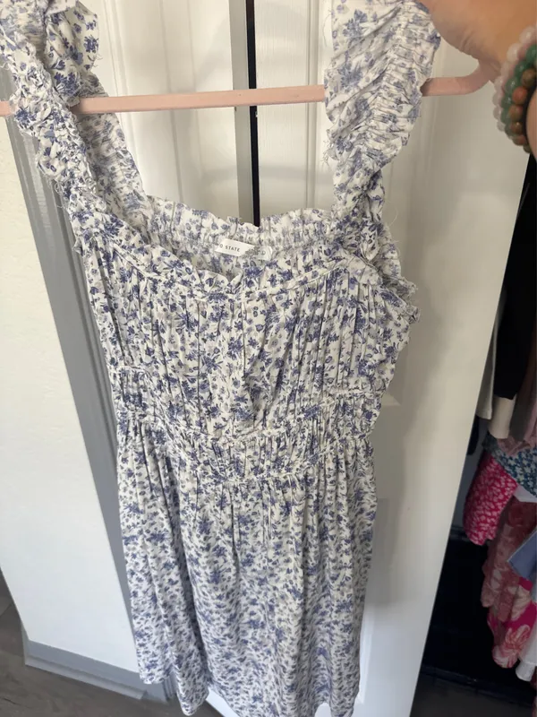Floral Dress Altar'd State Blue White - Image 2