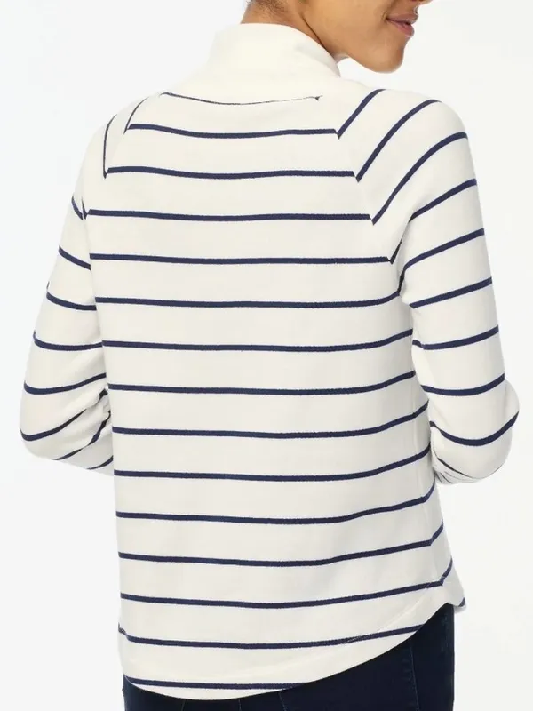 J. Crew White & Navy Striped wide button-collar pullover sweatshirt - Image 9