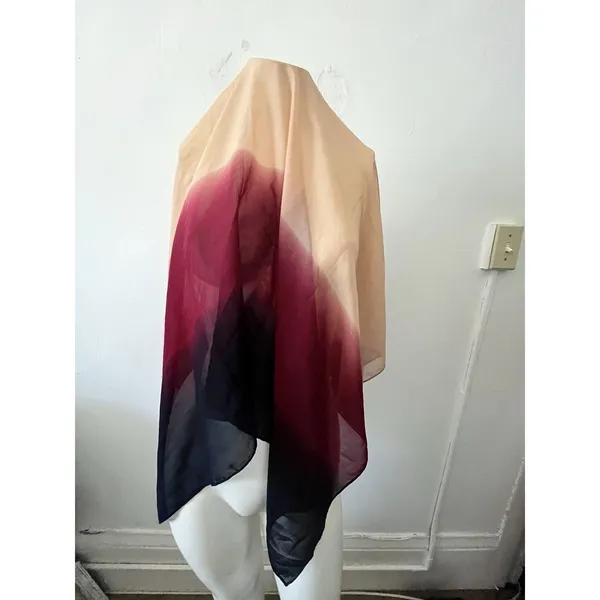 Charming Charlie Ombré Dyed Rectangular Scarf Burgundy Navy Peach GUC - Image 2