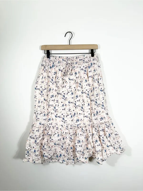 Downeast Basics Cotton Voile Midi Skirt Fan Floral Tiered Large - Image 2