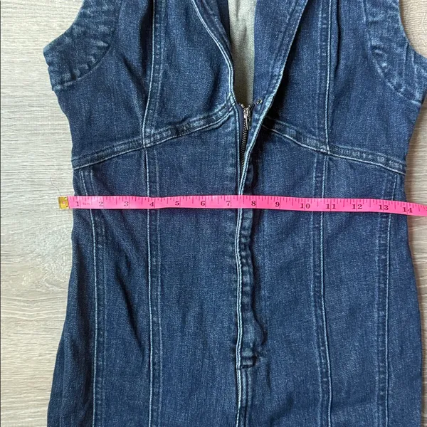 Free People CRVY Ring The Alarm Denim Jumpsuit. XS - Image 6