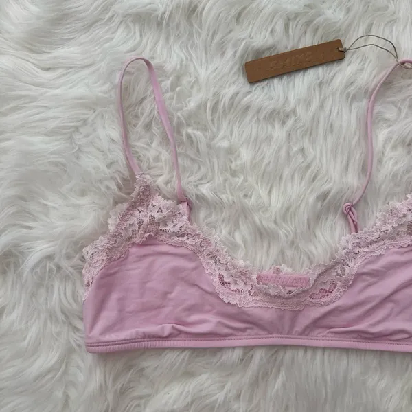 Skims Fits Everybody Lace Scoop Bralette Cherry Blossom Multi Size Large - Image 3
