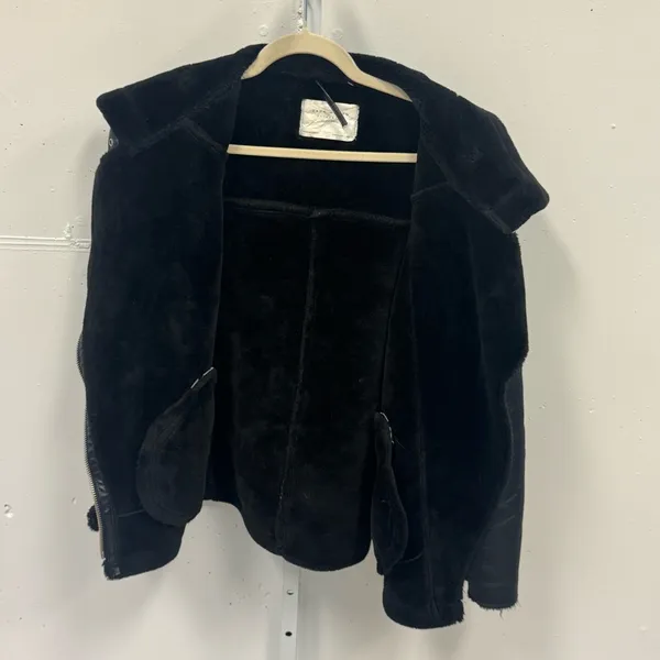 Zara‎ Blogger Favorite Faux Fur Oversized Moto Style Jacket Bomber Small Black - Image 4