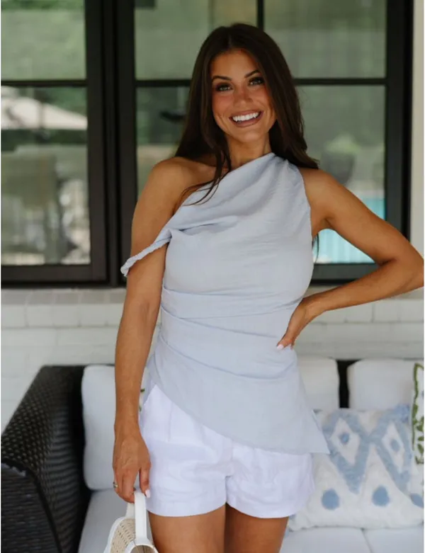 These Three Boutique Asymmetrical top baby blue - Image 4