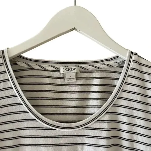 J Crew Black White Stripes Cold Shoulder Round Neck Short Sleeves Tshirt S #1707 - Image 2
