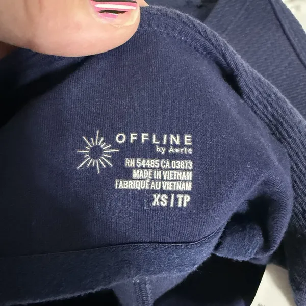 OFFLINE by Aerie Navy Blue Textured Cropped‎ Corset Top XS TP - Image 7