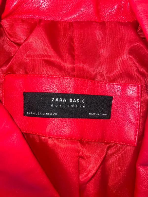 ZARA Red Leather Jacket - Image 4