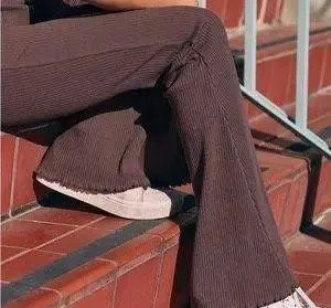 Aerie Brown Ribbed Flared Leggings - Image 3