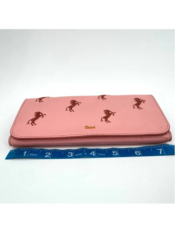Rare Chloé Pink Horse Embroidered Leather Wallet Equestrian - Image 12