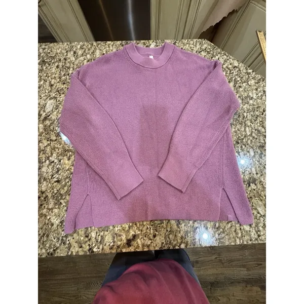 Lululemon Merino Wool Blend Crewneck Ribbed Sweater Velvet Dust Purple Size 10 - Image 2