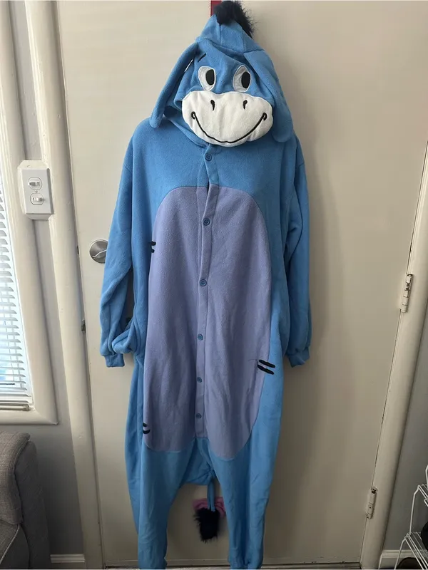 Blue Eeyore-Style Womens Fleece Onesie Pajamas ,costume fo Holloween - Image 2